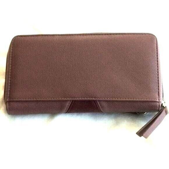 Jessica Simpson (AGNES) Clutch Wristlet Wallet Burgundy 2 tone ( Dusty PL/Zinfi - Picture 3 of 6